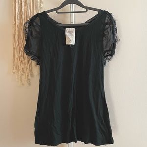 anthropologie black silk tee